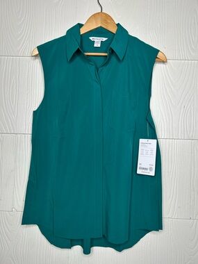Athleta Teal Green Sleeveless Button-Down Blouse